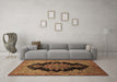 Machine Washable Medallion Brown Traditional Rug in a Living Room,, wshtr89brn