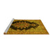 Sideview of Machine Washable Medallion Yellow Traditional Rug, wshtr89yw