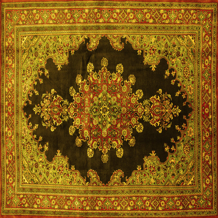 Square Medallion Yellow Traditional Rug, tr89yw