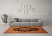 Machine Washable Medallion Orange Traditional Area Rugs in a Living Room, wshtr89org