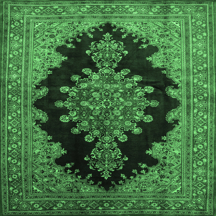 Square Medallion Emerald Green Traditional Rug, tr89emgrn