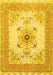 Machine Washable Medallion Yellow Traditional Rug, wshtr8yw