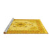 Sideview of Machine Washable Medallion Yellow Traditional Rug, wshtr8yw