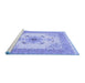 Sideview of Machine Washable Medallion Blue Traditional Rug, wshtr8blu