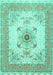 Machine Washable Medallion Turquoise Traditional Area Rugs, wshtr8turq