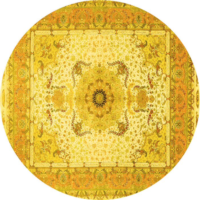 Round Medallion Yellow Traditional Rug, tr8yw