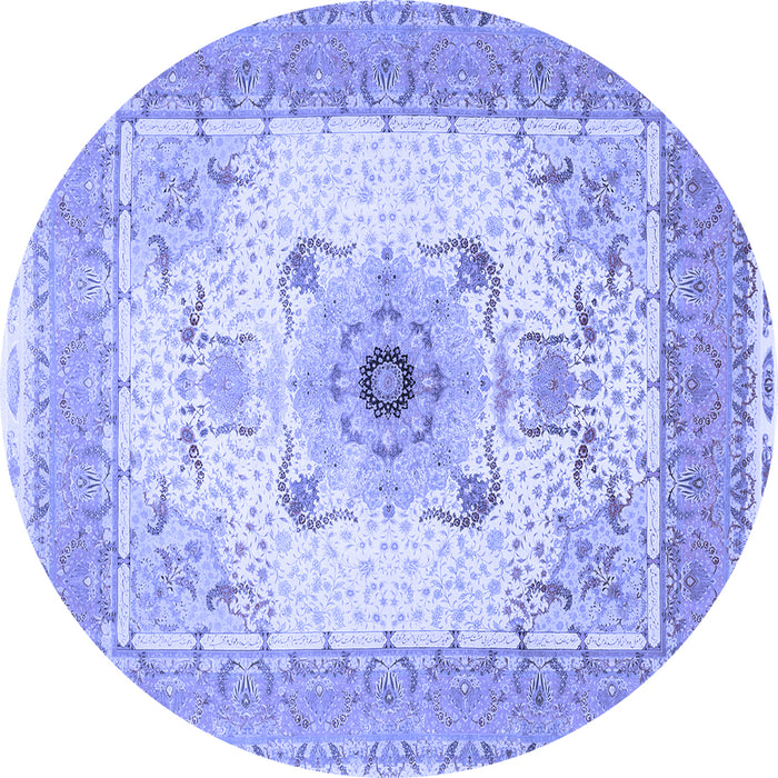 Round Medallion Blue Traditional Rug, tr8blu