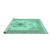 Sideview of Machine Washable Medallion Turquoise Traditional Area Rugs, wshtr8turq