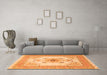 Machine Washable Medallion Orange Traditional Area Rugs in a Living Room, wshtr8org