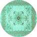 Round Medallion Turquoise Traditional Rug, tr8turq