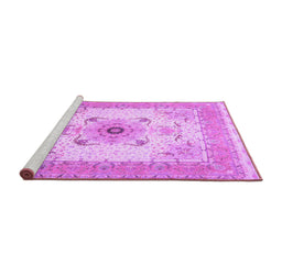 Sideview of Machine Washable Medallion Purple Traditional Area Rugs, wshtr8pur