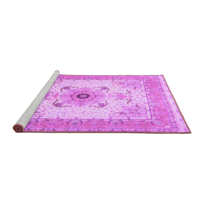 Sideview of Machine Washable Medallion Purple Traditional Area Rugs, wshtr8pur