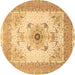 Round Medallion Brown Traditional Rug, tr8brn