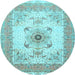 Round Medallion Light Blue Traditional Rug, tr8lblu