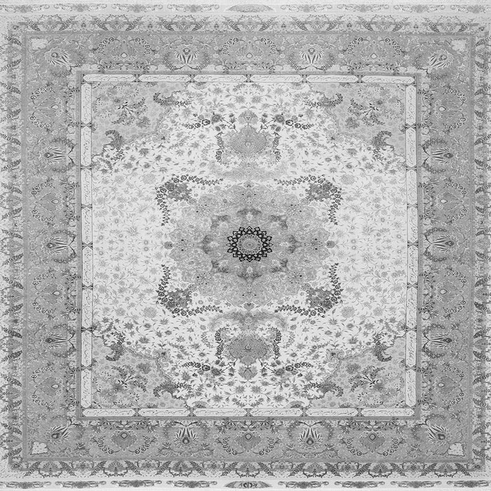 Round Machine Washable Medallion Gray Traditional Rug, wshtr8gry