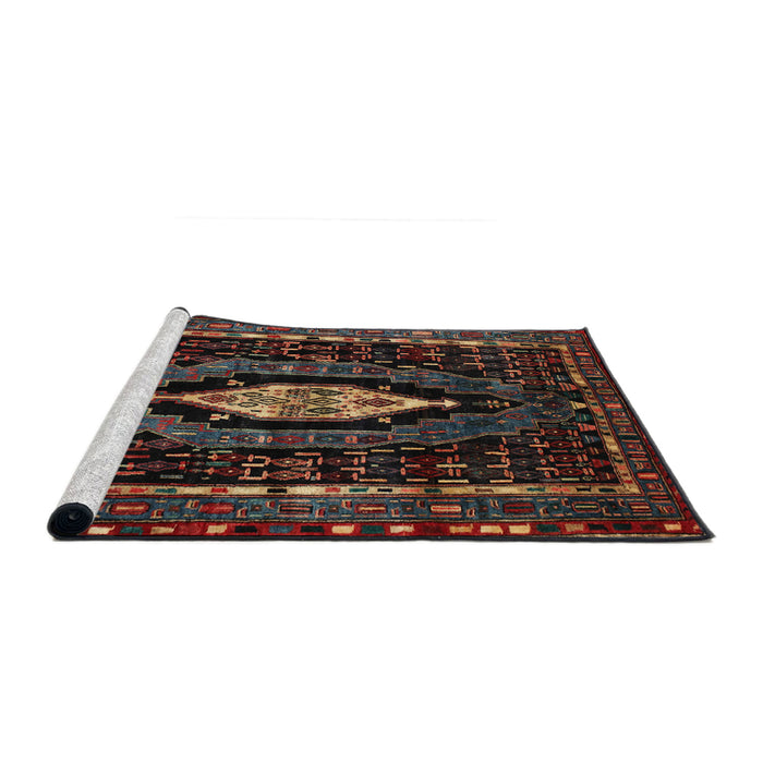 Sideview of Machine Washable Traditional Brown Rug, wshtr90