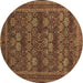 Round Persian Brown Traditional Rug, tr900brn
