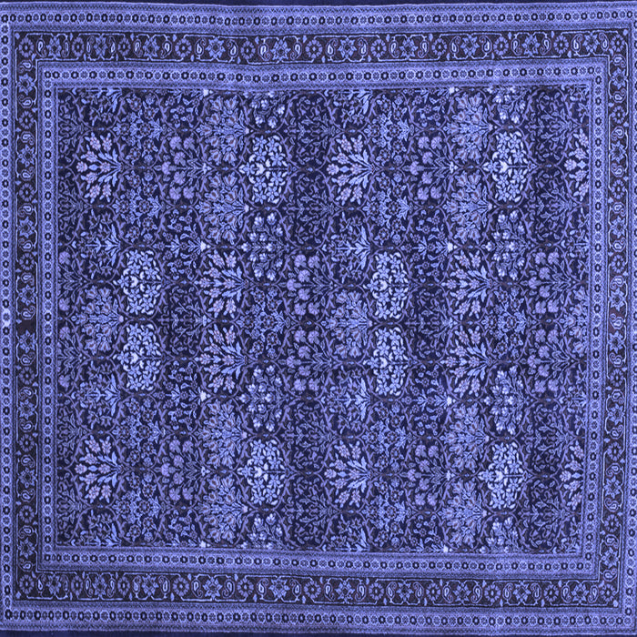 Square Machine Washable Persian Blue Traditional Rug, wshtr900blu