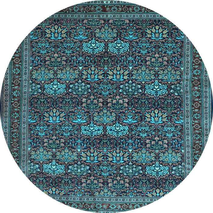 Round Machine Washable Persian Light Blue Traditional Rug, wshtr900lblu