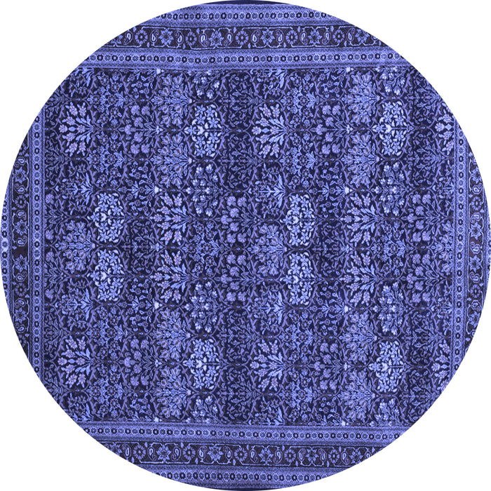 Round Machine Washable Persian Blue Traditional Rug, wshtr900blu