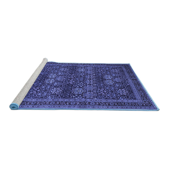 Sideview of Machine Washable Persian Blue Traditional Rug, wshtr900blu