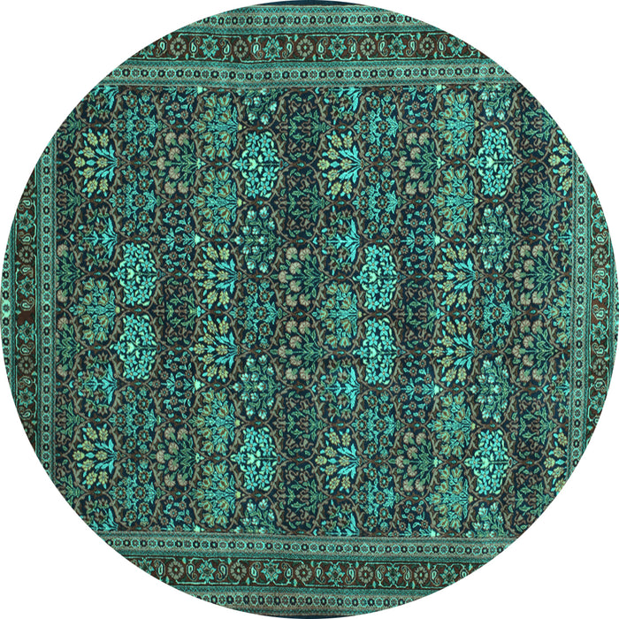 Round Machine Washable Persian Turquoise Traditional Area Rugs, wshtr900turq