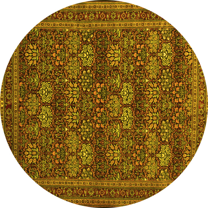Round Persian Yellow Traditional Rug, tr900yw