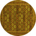 Round Persian Yellow Traditional Rug, tr900yw