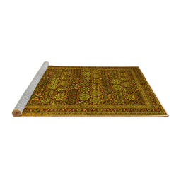 Sideview of Machine Washable Persian Yellow Traditional Rug, wshtr900yw