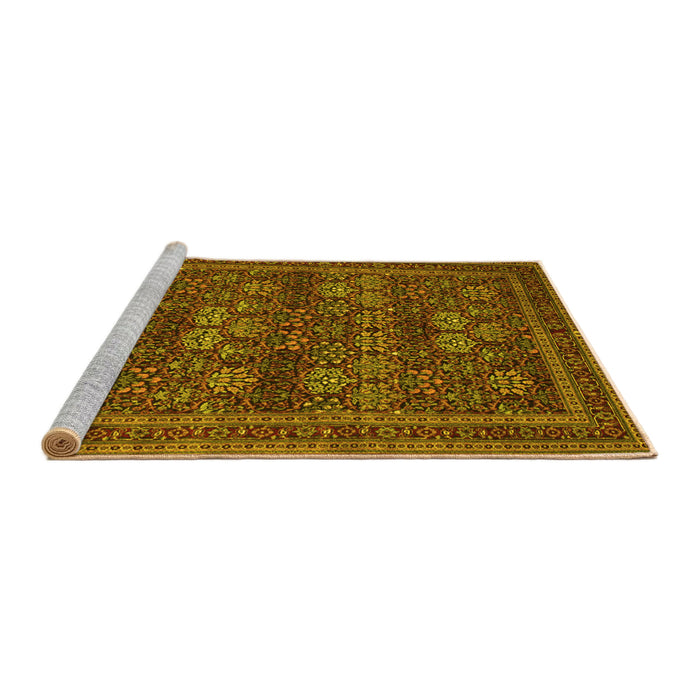 Sideview of Machine Washable Persian Yellow Traditional Rug, wshtr900yw