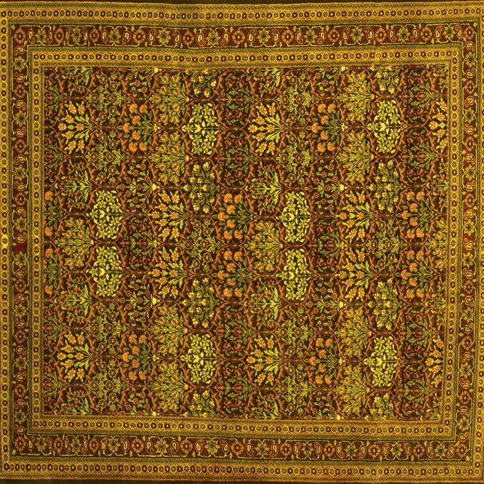 Square Machine Washable Persian Yellow Traditional Rug, wshtr900yw