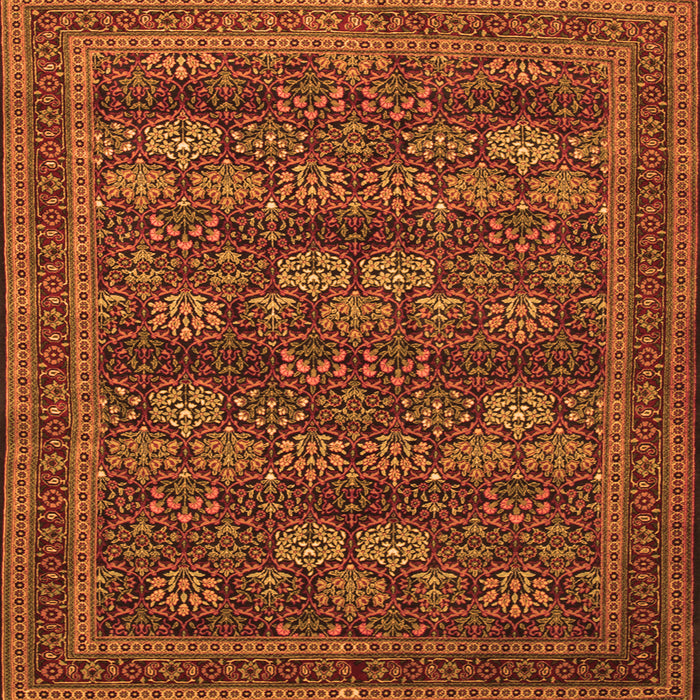 Round Machine Washable Persian Orange Traditional Area Rugs, wshtr900org