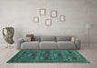 Machine Washable Persian Turquoise Traditional Area Rugs in a Living Room,, wshtr900turq