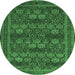 Round Machine Washable Persian Emerald Green Traditional Area Rugs, wshtr900emgrn