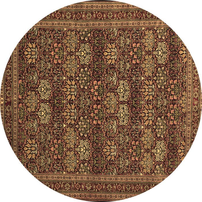 Round Machine Washable Persian Brown Traditional Rug, wshtr900brn