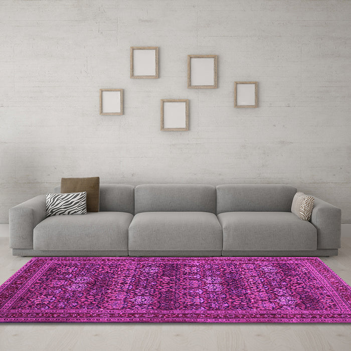 Machine Washable Persian Pink Traditional Rug in a Living Room, wshtr900pnk