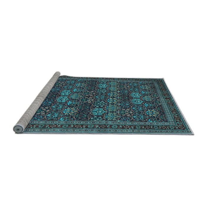 Sideview of Machine Washable Persian Light Blue Traditional Rug, wshtr900lblu