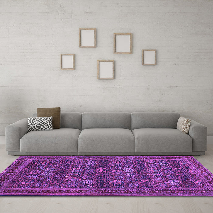 Machine Washable Persian Purple Traditional Area Rugs in a Living Room, wshtr900pur