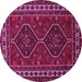 Round Machine Washable Persian Pink Traditional Rug, wshtr901pnk-1