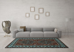 Machine Washable Persian Light Blue Traditional Rug in a Living Room, wshtr901lblu