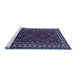 Sideview of Machine Washable Persian Blue Traditional Rug, wshtr901blu