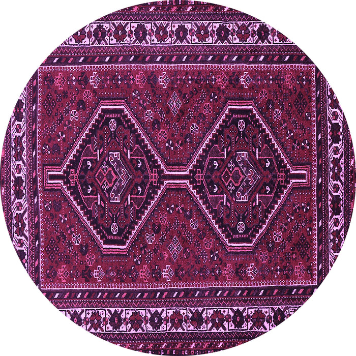 Round Machine Washable Persian Purple Traditional Area Rugs, wshtr901pur