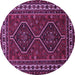 Round Machine Washable Persian Purple Traditional Area Rugs, wshtr901pur