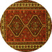 Round Machine Washable Persian Yellow Traditional Rug, wshtr901yw