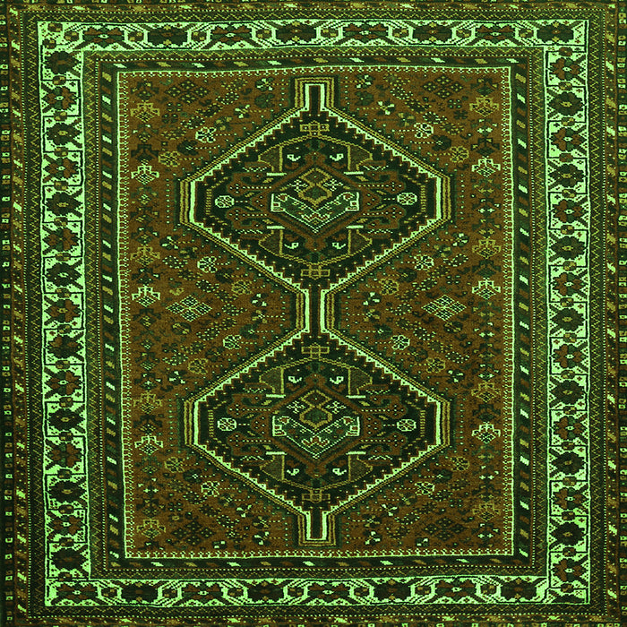 Round Machine Washable Persian Green Traditional Area Rugs, wshtr901grn