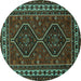 Round Persian Turquoise Traditional Rug, tr901turq