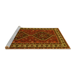 Sideview of Machine Washable Persian Yellow Traditional Rug, wshtr901yw