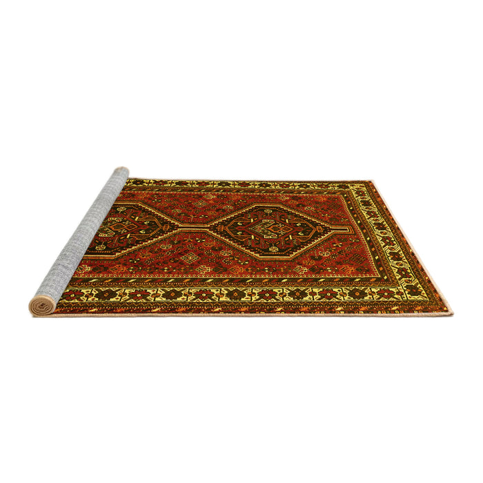 Sideview of Machine Washable Persian Yellow Traditional Rug, wshtr901yw