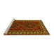 Sideview of Machine Washable Persian Yellow Traditional Rug, wshtr901yw