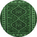 Round Machine Washable Persian Emerald Green Traditional Area Rugs, wshtr901emgrn